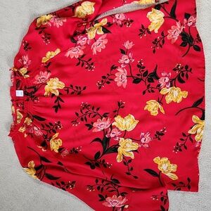 Old Navy Floral Burnt Orange Blouse- Large